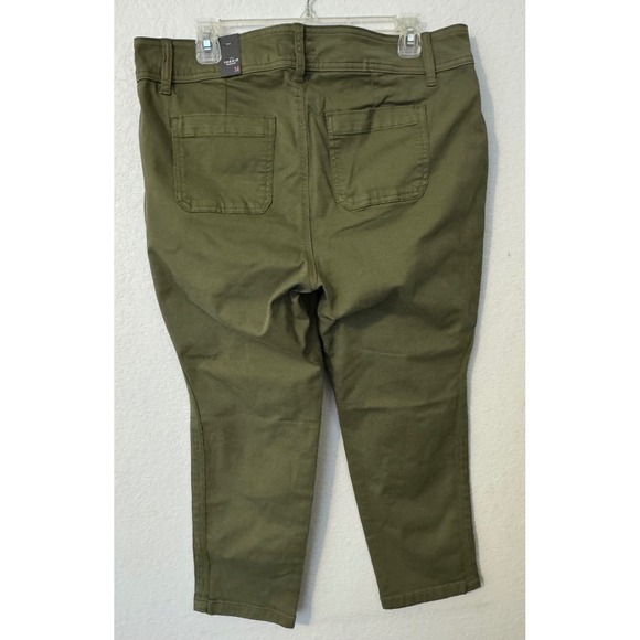 Torrid Crop Aviator Pants Skinny Stretch Twill Mid-Rise Olive‎ Green Size 14 - Picture 2 of 8
